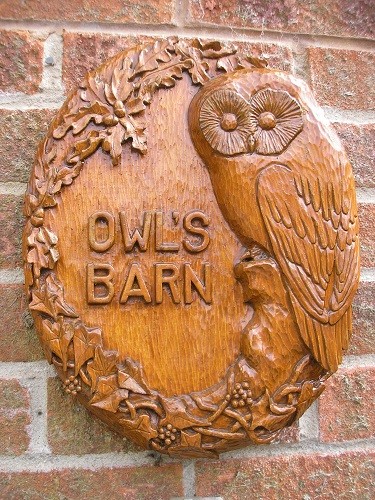 The house name which I carved as soon as we moved here 25 yrs ago.